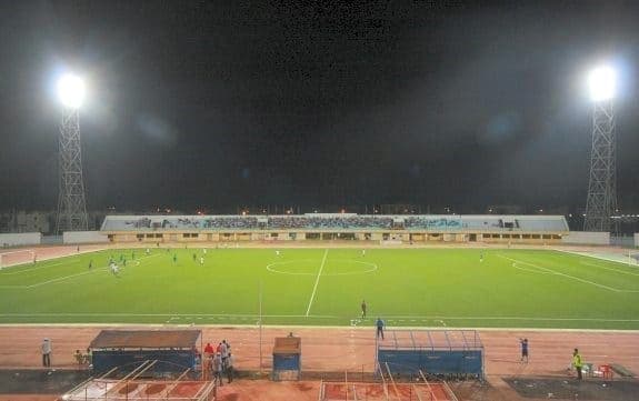 Floodlit artificial pitch at El Hadj Hassan Gouled Aptidon Stadium, Djibouti