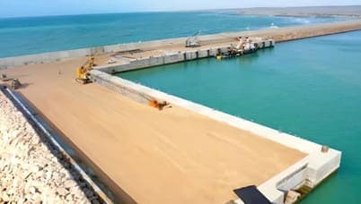Quay works and port platform at the end of the access road