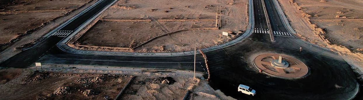 New roundabout and asphalt roads in Garowe from the air